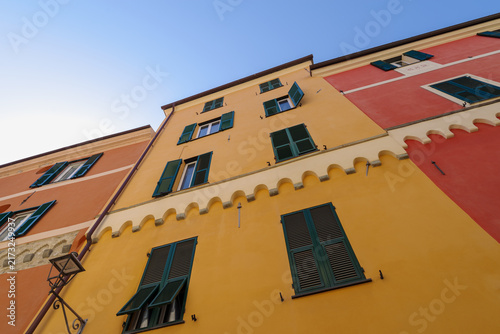 Ancient colorful Ligurian architecture, northwestern Italy