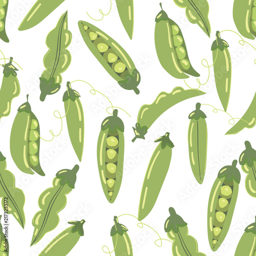 pattern with green pea illustrations