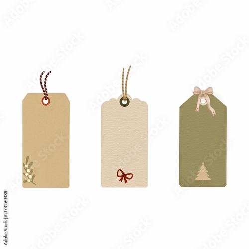 Bild auf Leinwand Set of Christmas gift tags with festive decorations