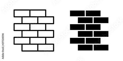 Bricks Icon represents construction, masonry, building materials, architecture, and structural work with editable outline and fill vector illustrations.
