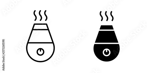 Humidifier Icon represents indoor air moisture, home comfort, air quality, and healthy living environments with editable outline and fill vector illustrations.