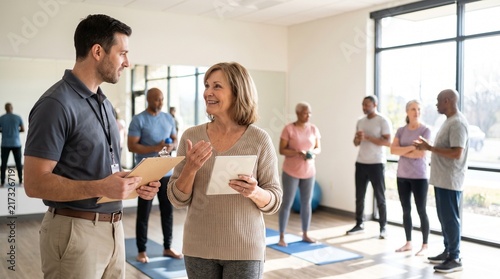 Older Adult Discussing Mobility Assessment Results with Rehabilitation Professional