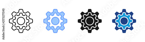Gear icon set multiple style collection