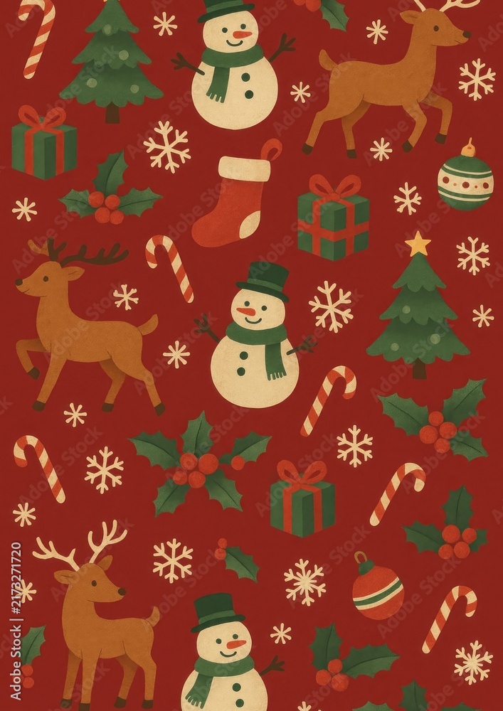 Fototapeta premium Festive holiday pattern wallpaper