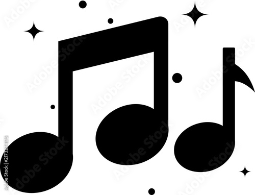 Canvastavla Music note outline icon with melody and audio symbol on transparent background