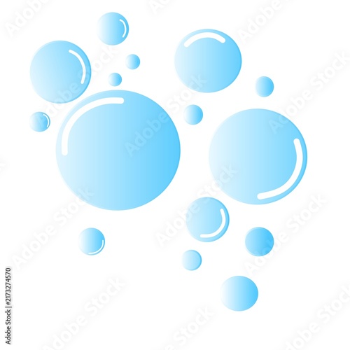 Bild auf Leinwand Shiny blue bubbles illustration with glossy reflection isolated on white background