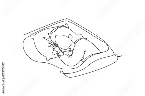 Good sleep for better mind.Mental health concept.Single line draw design.Vector graphic illustration