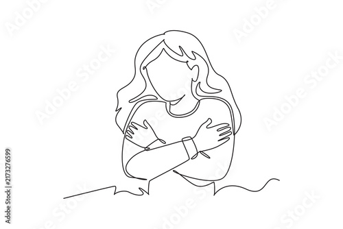 Love your self.Mental health concept.Single line draw design.Vector graphic illustration