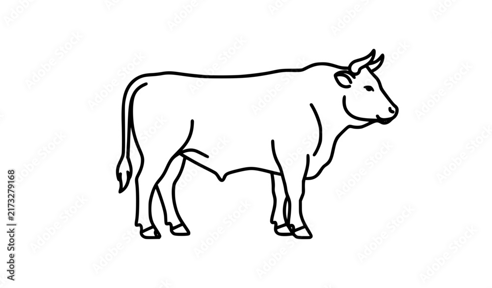 Obraz premium Beef Cow Thin Line Editable Stroke Vector Icon