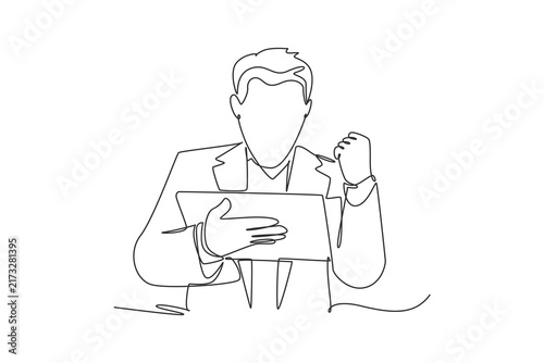 winning the lottery or winning a business tender.Unexpected moment concept.Single line draw design.Vector graphic illustration