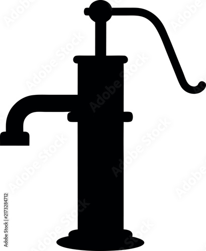 water pump with a curved handle and spout