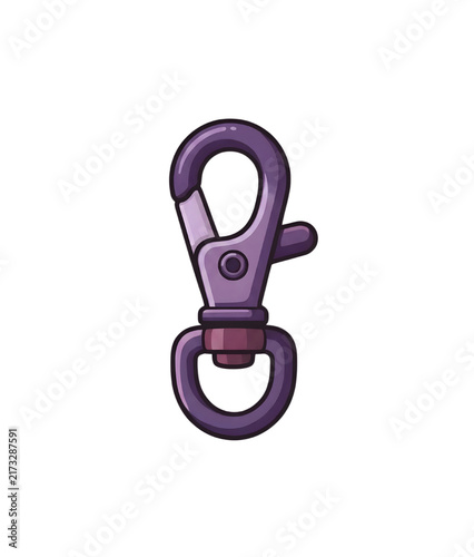 Purple Swivel Snap Hook Carabiner Lobster Clasp Vector Illustration Isolated on Transparent Background