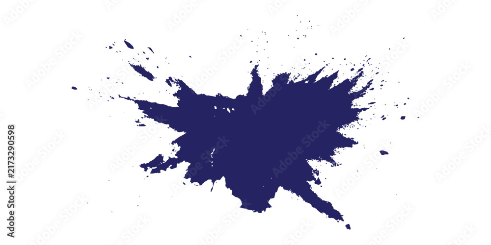 Obraz premium Abstract blue ink splatter burst background with painted liquid splash and drop stains vector illustration.