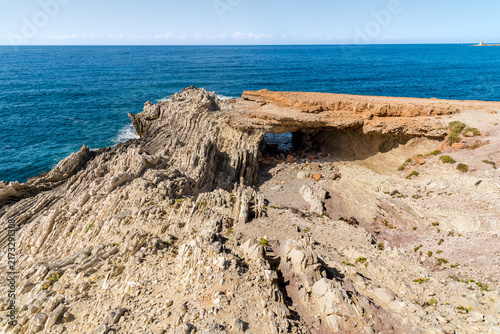 Perciata Cave in Terrasini, province of Palermo, Sicily, Italy, a striking coastal geological formation overlooking the Mediterranean Sea.