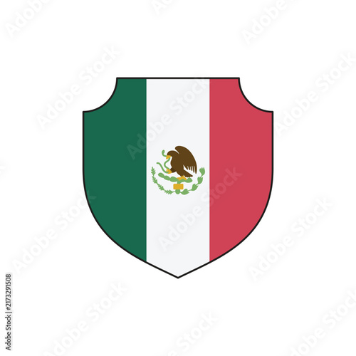Mexican Flag Shield Vector Illustration