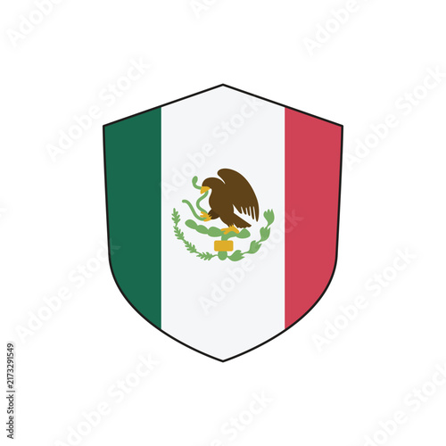 Mexican Flag Shield Vector Illustration