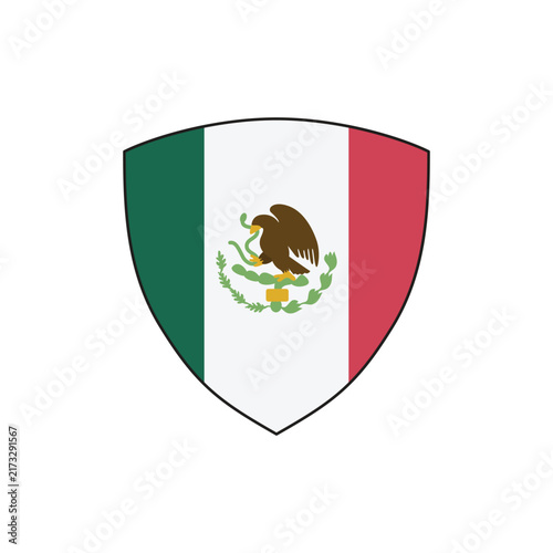 Mexican Flag Shield Vector Illustration