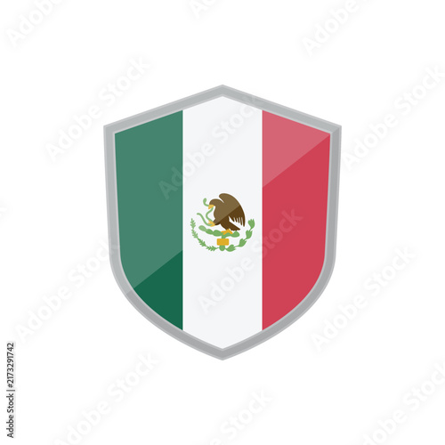 Mexican Flag Shield Vector Illustration