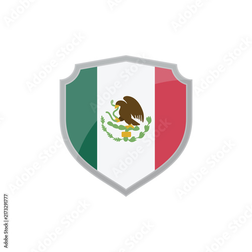 Mexican Flag Shield Vector Illustration