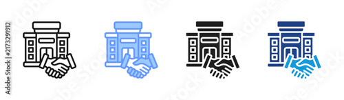 Business Partnership icon set multiple style collection