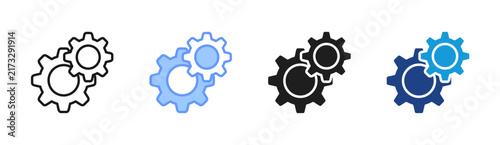 Process Integration icon set multiple style collection