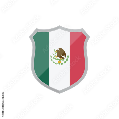 Mexican Flag Shield Vector Illustration