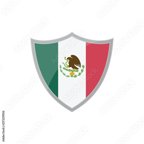 Mexican Flag Shield Vector Illustration