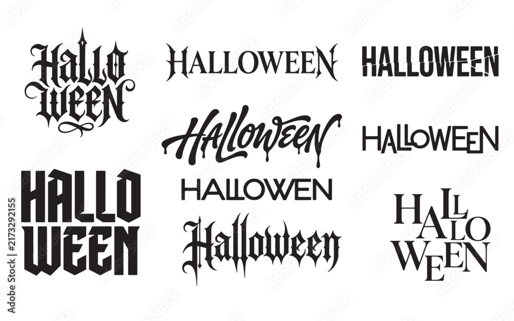 Fototapeta premium Halloween gothic typography vector collection with various scary styles scary text spooky font