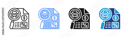Fraudulent Finance icon set multiple style collection