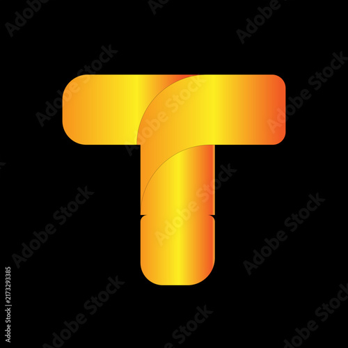  Golden T Letter Logo