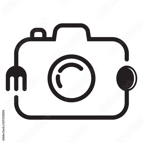 Camera and Cutlery Line Icon