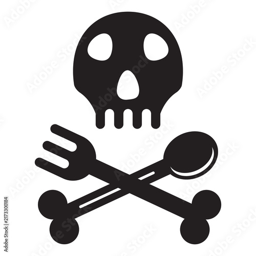 Skull With Crossed Fork and Spoon Icon