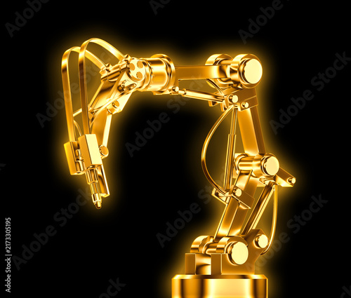 Obraz na płótnie hydraulischer Roboterarm goldfarben