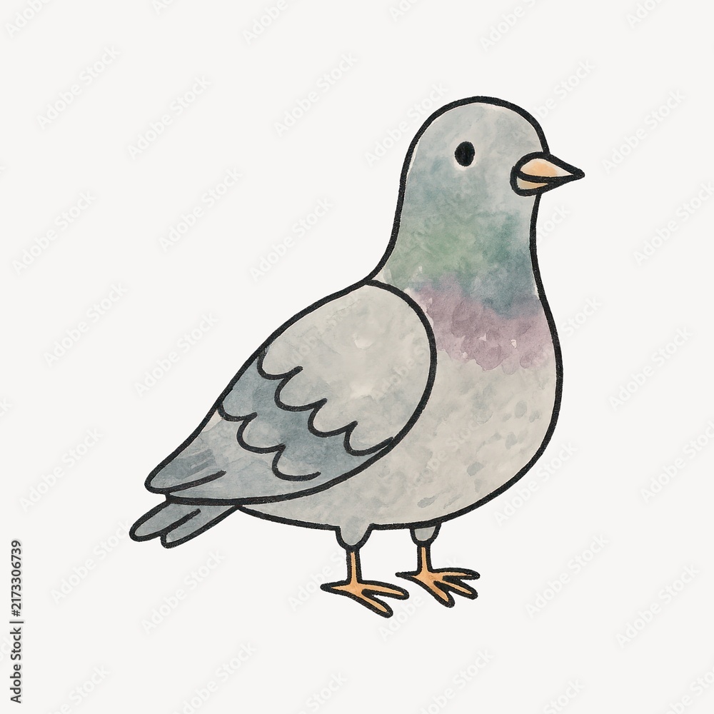 Fototapeta premium Cute cartoon pigeon illustration.