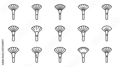 Clean Black and White Line Art Set of 15 Different Brushes and Brooms for Design or Digital Art