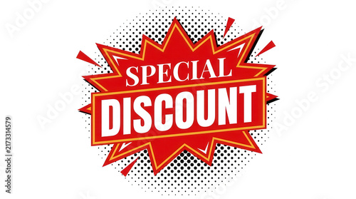 Cuadro en lienzo Special discount red starburst banner isolated on transparent background