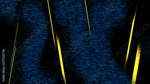 Yellow light beams on dark blue textured background abstract digital glitch pattern for technology design