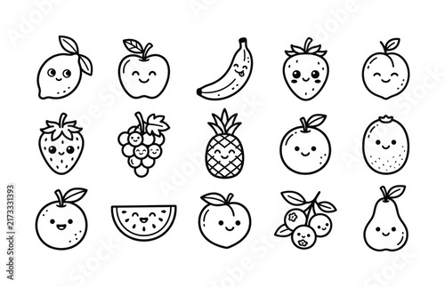 Cute Fruit Collection Hand Drawn Food Icons