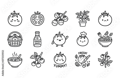 Cute Fruit and Food Hand Drawn Icon Collection