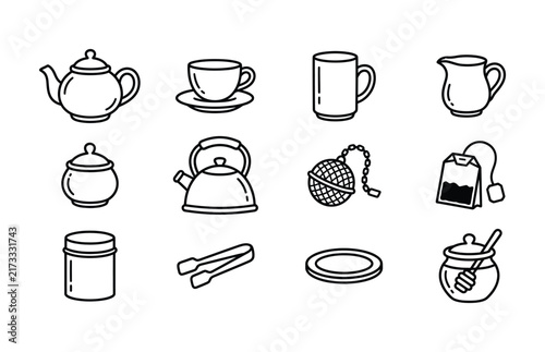 Kitchen and Tea Coffee Hand Drawn Icon Collection
