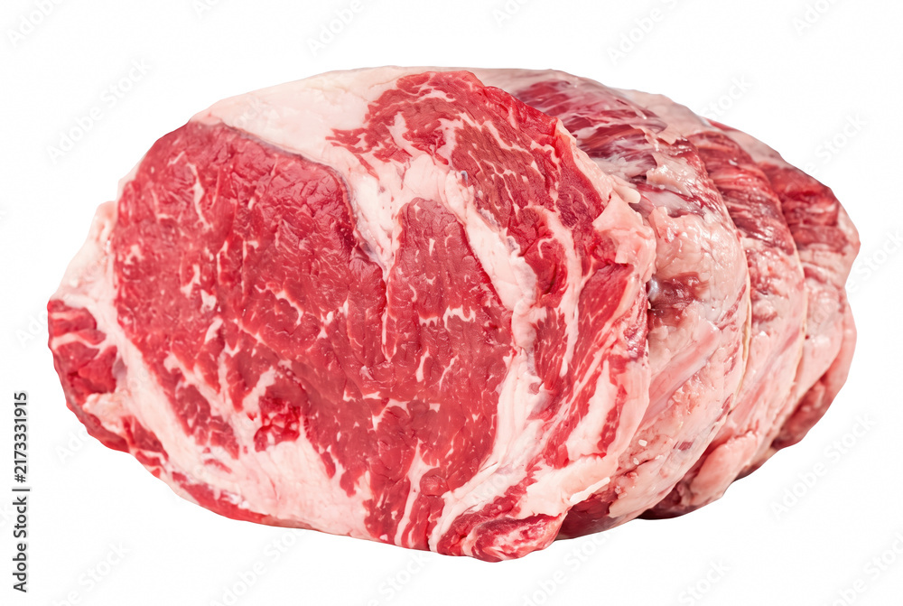 Fototapeta premium Prime Marbled Raw Ribeye Beef Roast