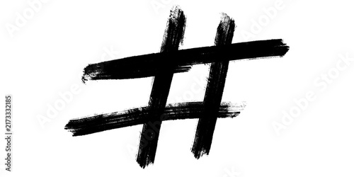 Obraz na płótnie Hand drawn black brush hashtag symbol