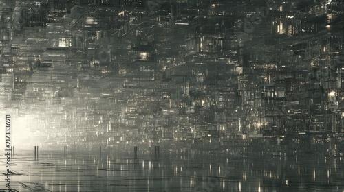 Obraz na płótnie dedicated to machine learning development, massive holographic algorithms projected throughout a dark futuristic space