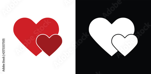 Red and white heart-shaped symbols on black background, style heart symbol red heart symbolism