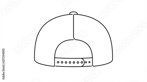  Rear view snapback cap hat continuous line art vector icon