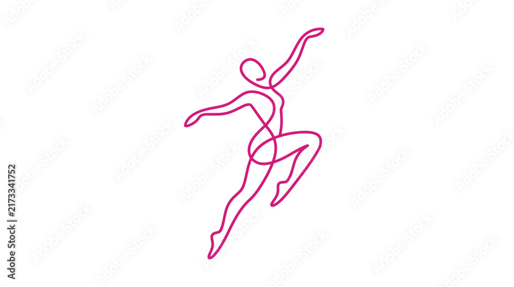 Obraz premium Elegant dancer figure in motion, line art