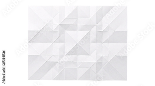 Bild auf Leinwand Origami paper texture with geometric folds in white color.