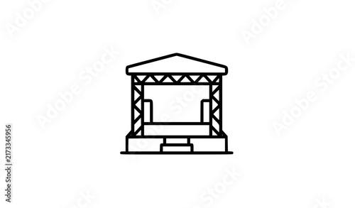 Concert Festival Stage with Speakers and Lights Thin Line Vector Icon