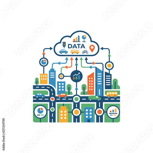Smart City Data Flow Cloud Technology Urban Transportation Analysis