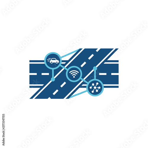 Smart Road Technology Concept with Connected Car and Wifi